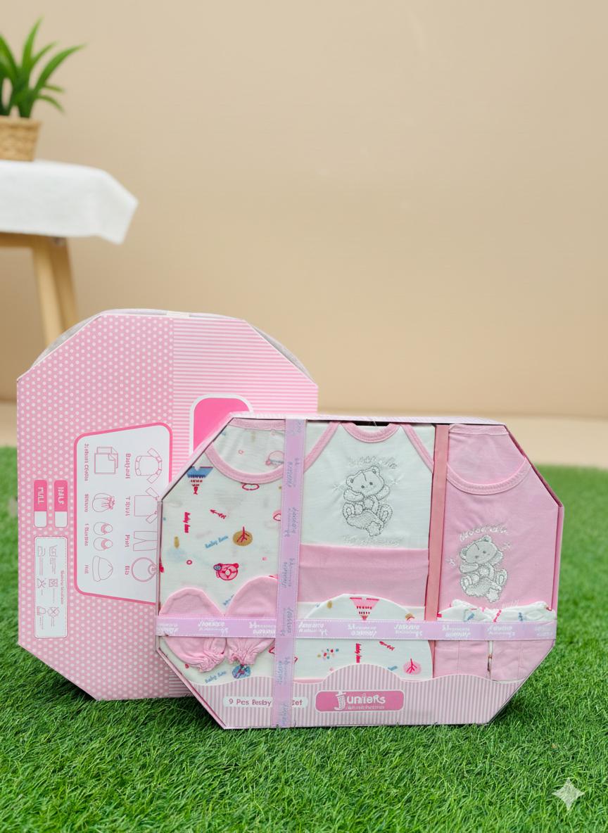 Adorable Panda 9 pcs New Born Baby Gift Box With 1 Booties pair | 0-6 Months