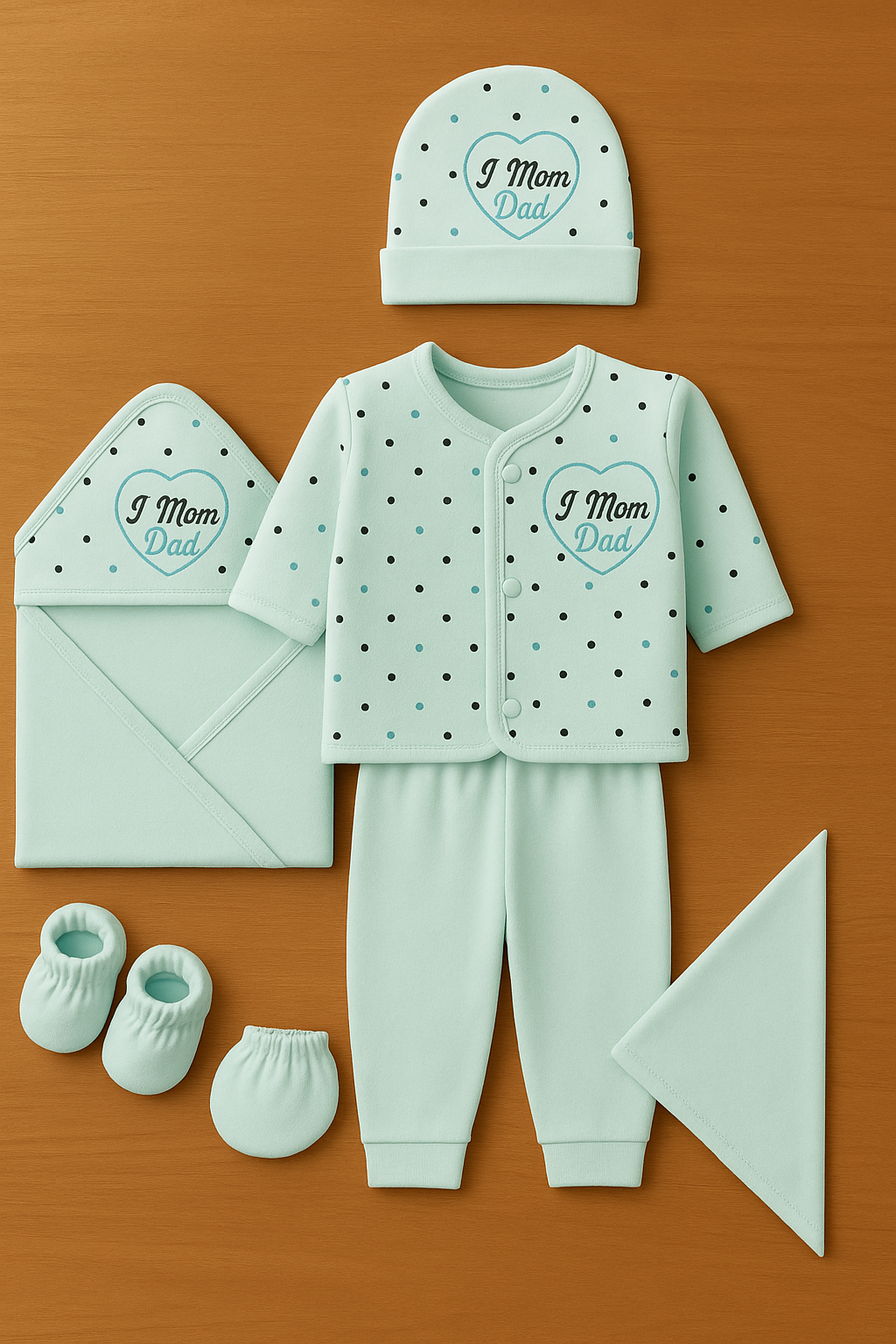 8-Piece "I ❤️ Mom Dad" Newborn Baby Clothing