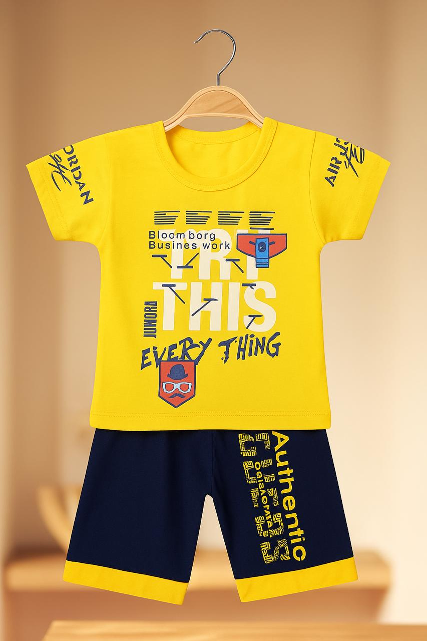 Kids "Try This" Fun Outfit Set (T-Shirt & Shorts)