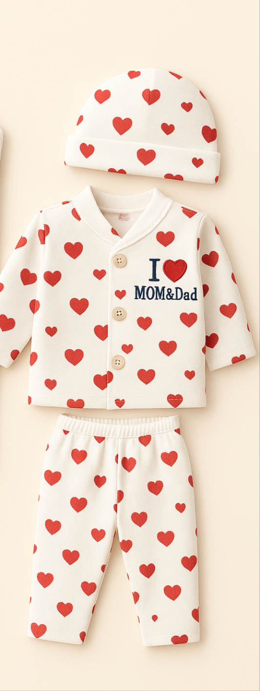 5-Piece Newborn Gift Set | 0–3 Months – “I ❤️ MOM & Dad”