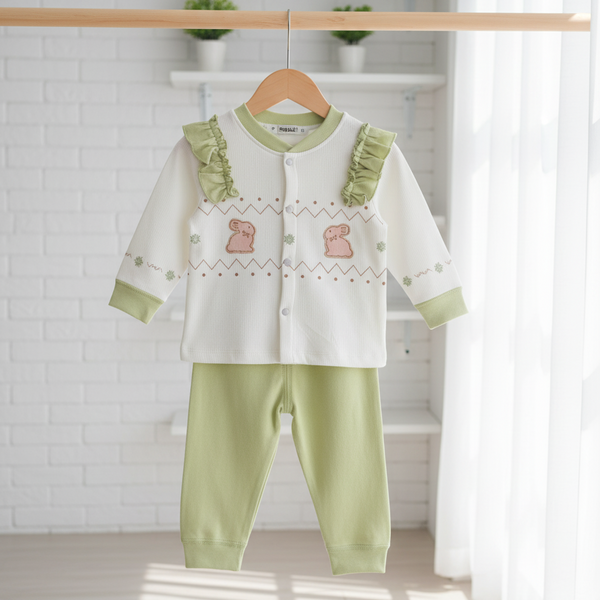 Soft Ruffle Baby Knit Set | Cozy Top & Bottom Outfit | Imported | Winter