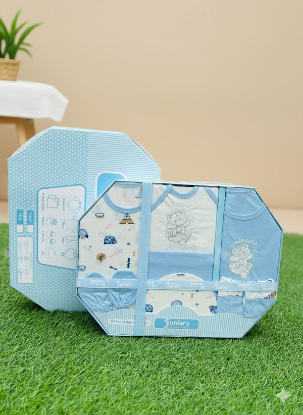 Adorable Panda 9 pcs New Born Baby Gift Box With 1 Booties pair | 0-6 Months