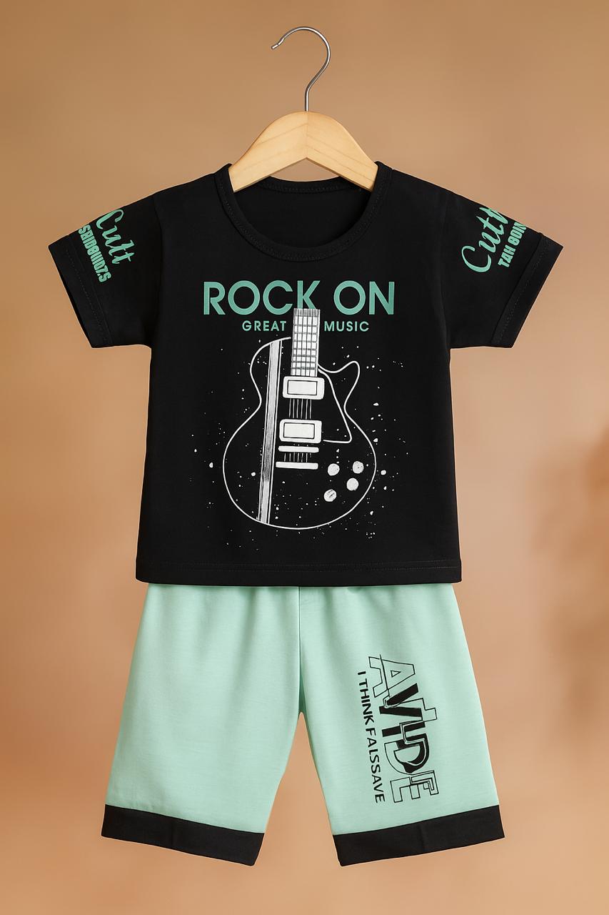 Kids "Rock On" Music Outfit Set (T-Shirt & Shorts)