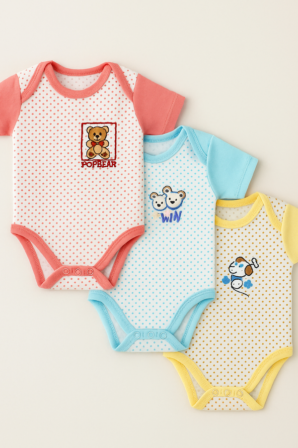 3-Pack Baby Bodysuits (0–9 Months)