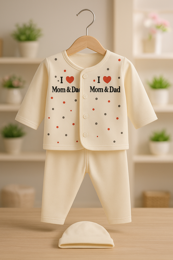 "I ❤️ Mom & Dad" 3-piece outfit for Newborn baby 0-3 months