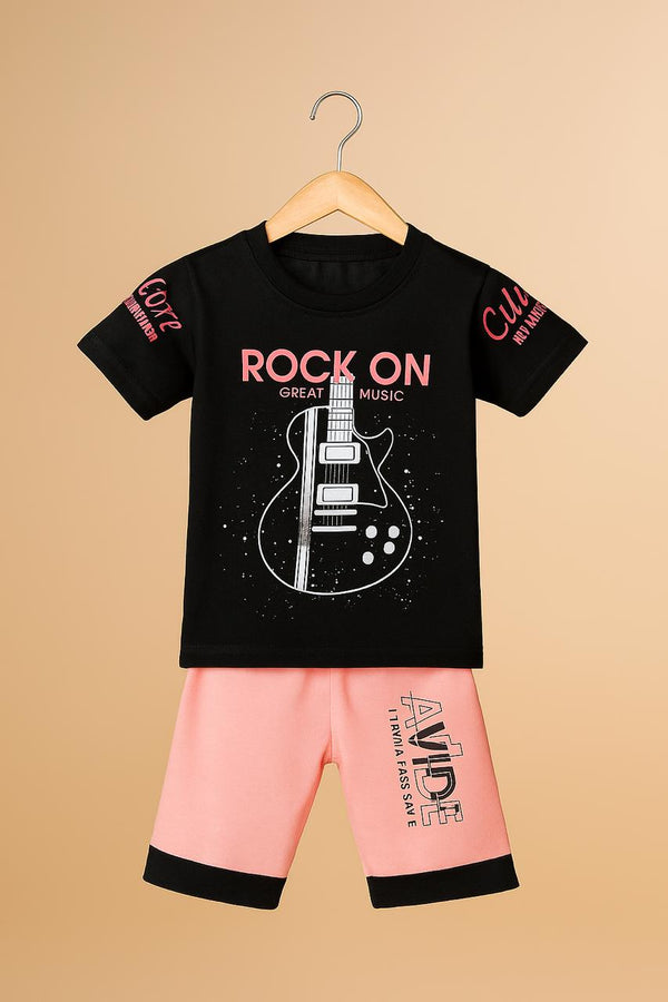 Kids "Rock On" Music Outfit Set (T-Shirt & Shorts)