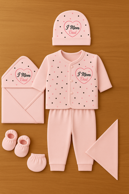 8-Piece "I ❤️ Mom Dad" Newborn Baby Clothing