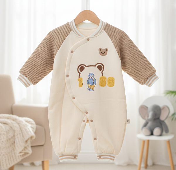 Beige Bear Adventure Romper | Imported