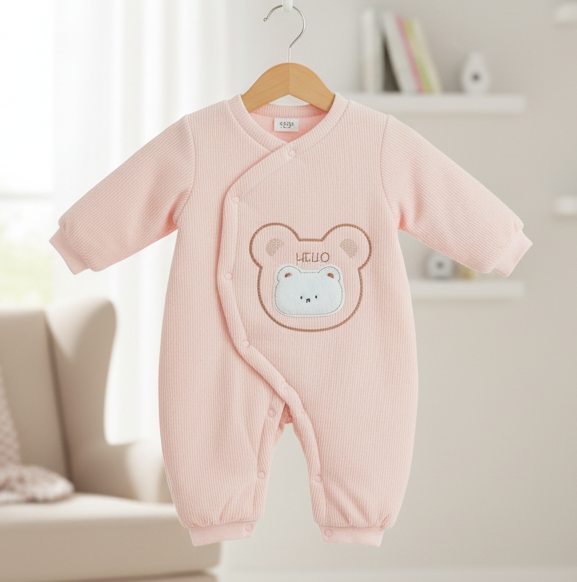 Pink Hello Bear Romper | Imported